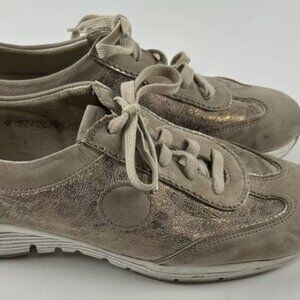 Mephisto Beige Gold Suede Runoff Air Jet Sneakers Shoes Sz 8 Missing One Insert
